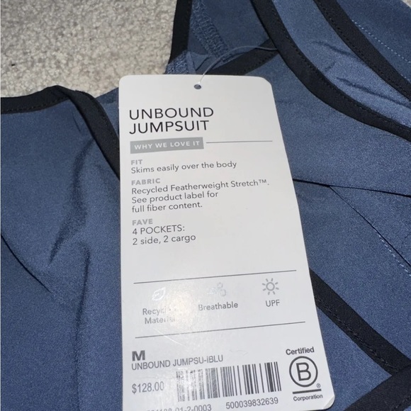 Athleta Iron Blue Unbound Jumpsuit NWT (Size M) - Picture 3 of 3